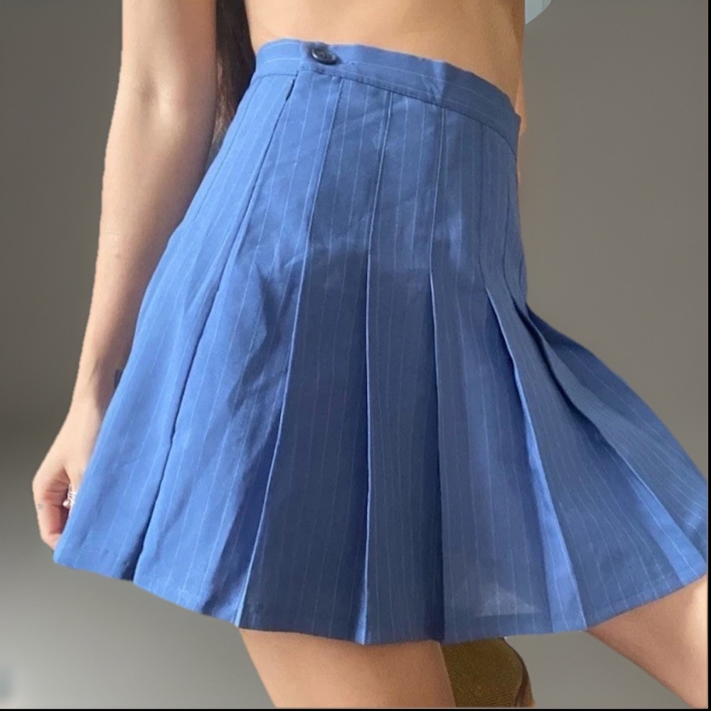 Blue Pleated Mini School Girl Skirt Made in Korea Size XS-S